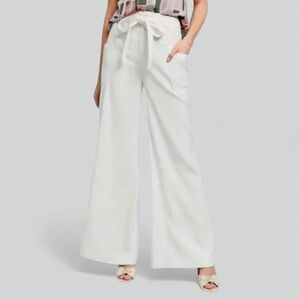 Anthropologie Linen Blend Wide Leg Super‎ High Tie Waist Pants Sz 32 Beachy
